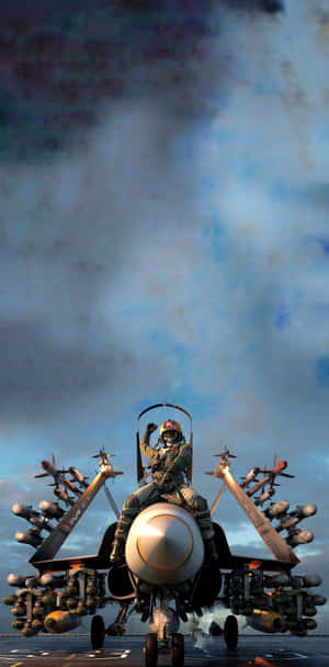 Fighter Jet Pilot Victory Gesture Wallpaper