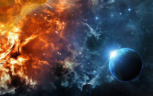 Fire And Ice Space Atmosphere Wallpaper