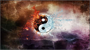 Fire And Water Burst On Yin Yang 4k Wallpaper