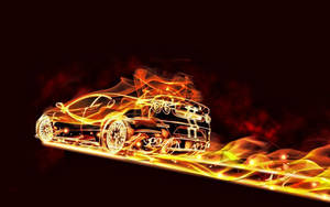 Fire Car With Fire Trail Wallpaper