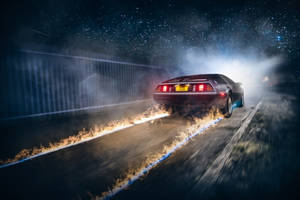 Fire Car With Flames Trailing Wallpaper