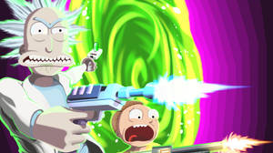 Firing Guns Rick And Morty Pc 4k Wallpaper