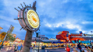 Fishermans Wharf Sign Dark Blue Sky Wallpaper