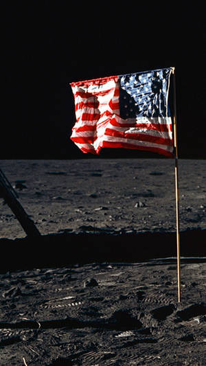 Flag Of America Iphone Photo In The Moon Wallpaper