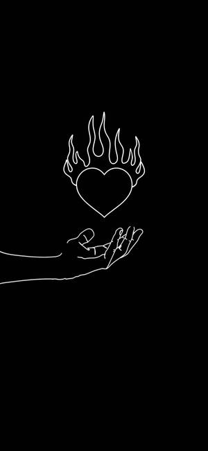 Flaming Black And White Heart Wallpaper