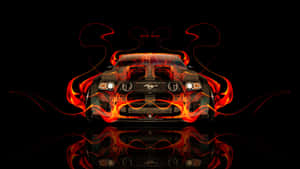 Flaming Fire Sports Car Wallpaper