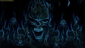 Flaming Skull Outlines Wallpaper