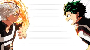Flaming Todoroki Against Raging Deku Wallpaper
