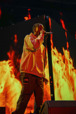 Flaming Travis Scott Concert Wallpaper