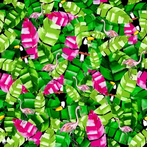 Flamingo And Toucan Pattern Wallpaper