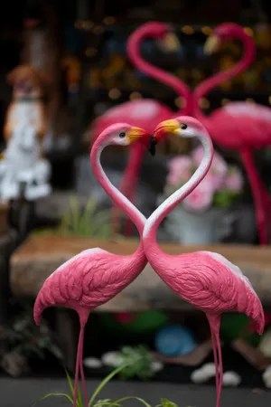 Flamingo Heart Sculpture Wallpaper