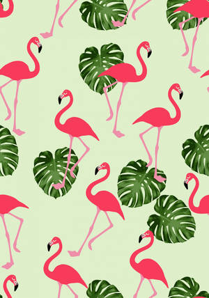 Flamingo Leaves Pattern Wallpaper
