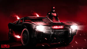 Flaring Batmobile On Red Place Wallpaper