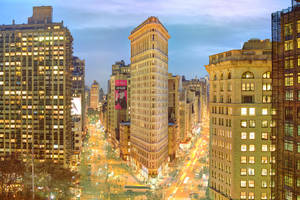 Flatiron Building Bright Night Lights Wallpaper