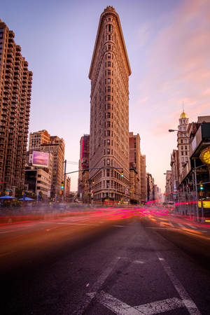 Flatiron Building Sunset Traffic Wallpaper