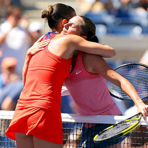 Flavia Pennetta Embracing Roberta Vinci In A Moment Of Triumph Wallpaper