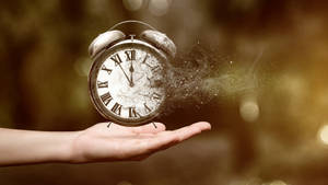 Floating And Disintegrating Clock Tiempo Background Wallpaper