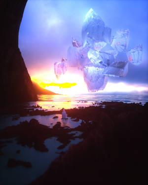 Floating Crystal At Sunset Wallpaper