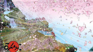 Floating Pink Petals Okami Wallpaper