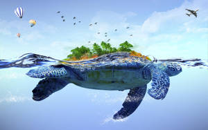 Floating Sea Turtle Wallpaper