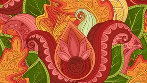 Floral 4k Doodle Wallpaper