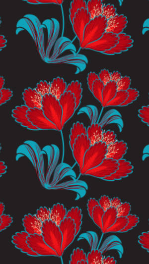 Floral Iphone Stylised Red Flower Wallpaper