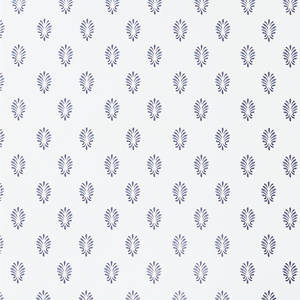 Floral Navy Blue And White Pattern Wallpaper
