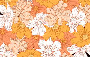 Floral Orange Pastel Aesthetic Tumblr Laptop Wallpaper