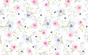 Flower Design Pink And Blue Flowers Wallpaper