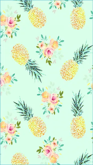 Flowers And Pineapples Pretty Phone Wallpaper