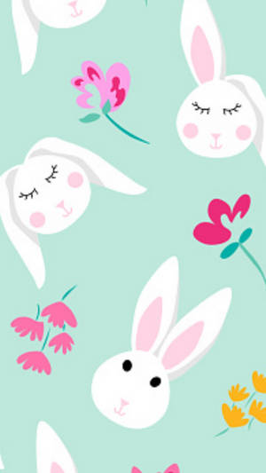 Flowers And White Rabbits Wallpaper