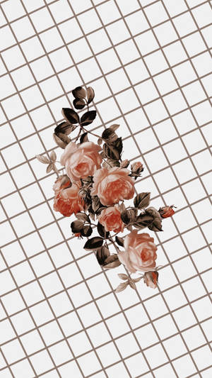Flowers In Diagonal Grid Aesthetic Wallpaper