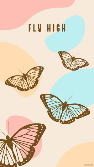 Fly High Pink Pastel Butterflies Wallpaper