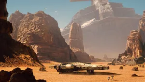 Fly Through The Galaxy With The Iconic Millenium Falcon. Wallpaper