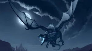 Flying Black Earth Dragon Wallpaper