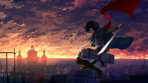 Flying Mikasa Ackerman Anime Pc Wallpaper