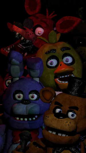 Download Fnaf Animatronics With Springtrap Wallpaper