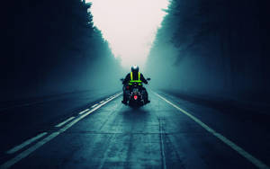 Foggy Bike Ride Wallpaper