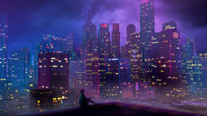 Foggy Night City Background Art Wallpaper