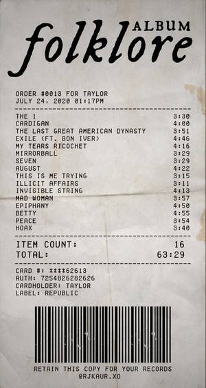 Folklore Receipt Wallpaper