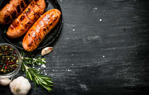 Food Table With Sausages Wallpaper