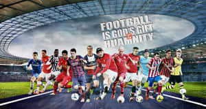 Football Players Compete In A High-stakes Match Wallpaper