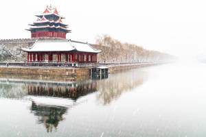 Forbidden City And Moat During Winter Wallpaper