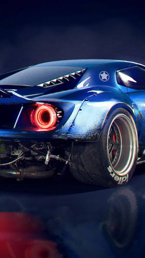 Ford Iphone Blue Race Car Wallpaper