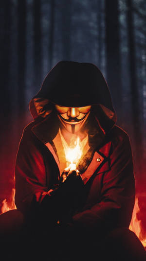 Forest Fire Hacker Mask Wallpaper