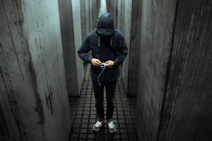Forever Alone Boy In A Hoodie Wallpaper