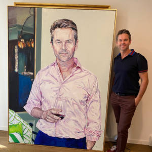 Former Tennis Star Todd Woodbridge Admiring Art Wallpaper