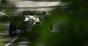 Formula 1 Desktop Racecar Behind Leaves Wallpaper