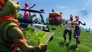 Fortnite Battle Royale Characters On A Grassy Field Wallpaper