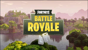 Fortnite Battle Royale Logo On Lake Background Wallpaper